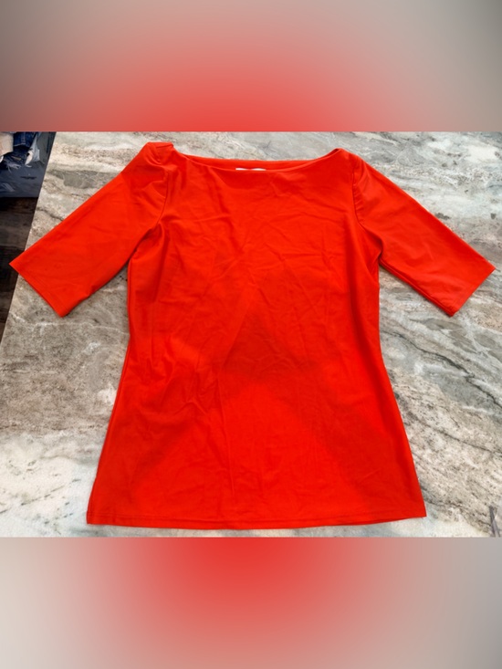Jude Connally Tops - Jude Connally Orange Stretch Top Small 3/4 Sleeve Travel Knit Wrinkle Resistant